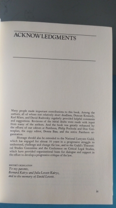 THE POLITICS OF LAW A PROGRESSIVE CRITIQUE 