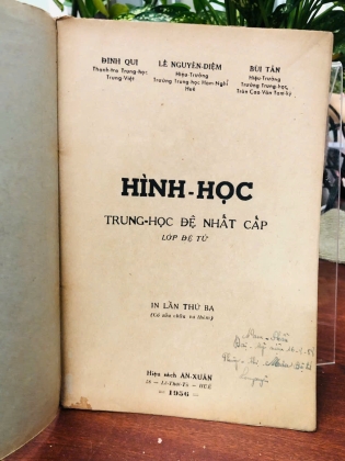 HÌNH HỌC TRUNG HỌC ĐỆ NHẤT CẤP LỚP ĐỆ TỨ - ĐINH QUI, LÊ NGUYỆN DIỆM, BÙI TẤN