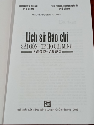  LỊCH SỬ BÁO CHÍ SÀI GÒN - TP. HỒ CHÍ MINH (1865-1995)