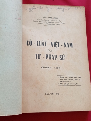  CỔ LUẬT VIỆT NAM TƯ PHÁP SỬ