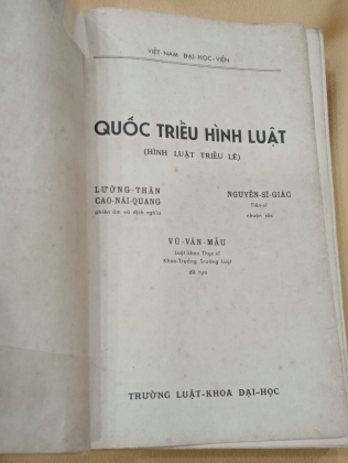 QUỐC TRIỀU HÌNH LUẬT - LUẬT KHOA SÀI GÒN