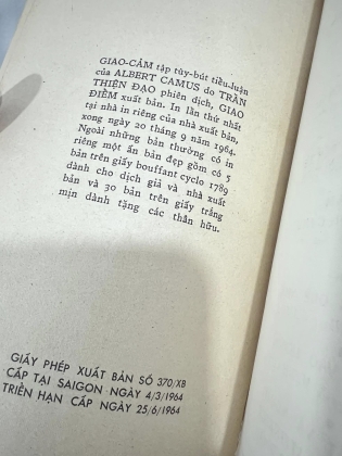 GIAO CẢM - CAMUS (TRẦN THIỆN ĐẠO DỊCH)