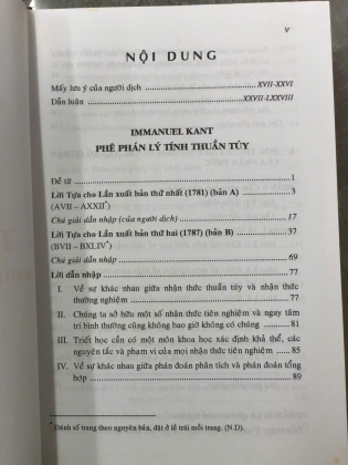 PHÊ PHÁN LÝ TÍNH THUẦN TUÝ - IMMANUEL KANT