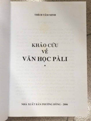 KHẢO CỨU VỀ VĂN HỌC PÀLI - THÍCH TÂM MINH