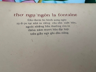 THƠ NGỤ NGÔN LA FONTAINE - NGUYỄN VĂN VĨNH