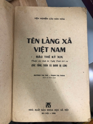 TÊN LÀNG XÃ VIỆT NAM ĐẦU THẾ KỶ XIX - VIỆN NGHIÊN CỨU HÁN NÔM