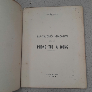 LẬP TRƯỜNG GIÁO HỘI ĐỐI VỚI PHONG TỤC Á ĐÔNG - NGUYỄN PHƯƠNG