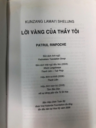 LỜI VÀNG CỦA THẦY TÔI - PATRUL RINPOCHE