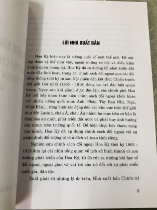 CHÍNH SÁCH ĐỐI NGOẠI CỦA HOA KỲ TỪ SAU NỘI CHIẾN ĐẾN KẾT THÚC CHIẾN TRANH THẾ GIỚI THỨ NHẤT (1865 - 1918) - DƯƠNG QUANG HIỆP