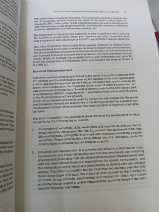 INDONESIA - MALAYSIA - SINGAPORE GROWTH TRIANGLE: BORDERLESS REGION FOR SUSTAINABLE PROGRESS