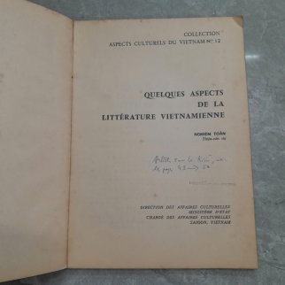 QUELQUES ASPECTS DE LA LITTERATURE VIETNAMMIENNE - NGHIÊM TOẢN 