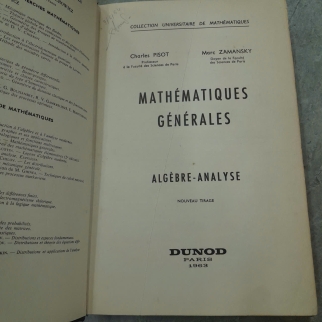 MATHEMATIQUES GENERALES - C.PISOT, M. ZAMANSKY
