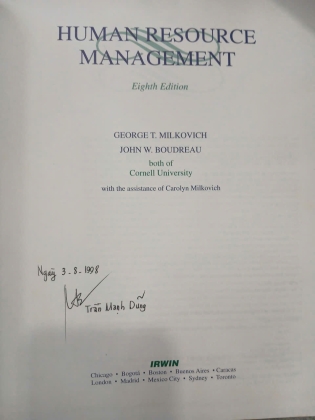 HUMAN RESOURCE MANAGEMENT - QUẢN LÝ NGUỒN LỰC CON NGƯỜI (BÌA CỨNG) - MILKOVICH, BOUDREAU