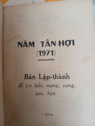 LỊCH SÁCH TAM TÔNG MIẾU NĂM 1971