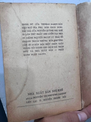 TRINH NỮ - THOMAS HARDY (NGUYỄN QUỲNH dịch thuật)