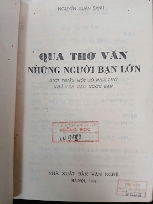 QUA THƠ VĂN NHỮNG NGƯỜI BẠN LỚN - NGUYỄN XUÂN SANH