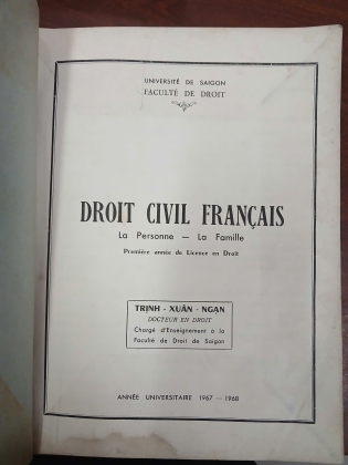 DROIT CIVIL FRANCAIS - TRỊNH XUÂN NGẠN