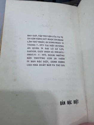 BAO GIỜ - TẠ TỴ (ẤN BẢN ĐẶC BIỆT CÓ CHỮ KÝ TÁC GIẢ)