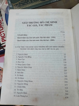 GIẢI THƯỞNG HỒ CHÍ MINH NHÀ VĂN - TÁC PHẨM