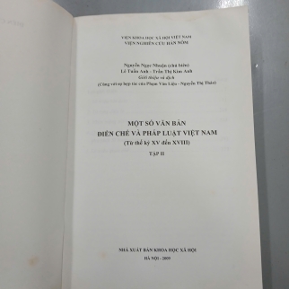 MỘT SỐ VĂN BẢN ĐIỂN CHẾ VÀ PHÁP LUẬT VIỆT NAM (TẬP 1 + TẬP 2) - NGUYỄN NGỌC NHUẬN